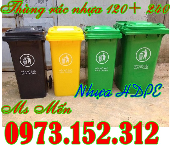 Thùng rác nhựa HDPE cao cấp 120 và 240 lít
