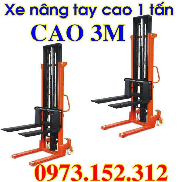 Xe nâng tay cao 1 tấn cao 3m giá rẻ