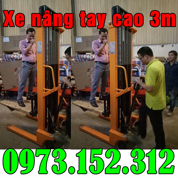 Xe nâng tay cao 3m hàng Đài Loan, giá rẻ 